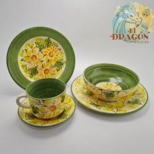 Puesto de Vajilla - Cerámicas el Dragon, - ceramica de el Carmen de Viboral - decoración girasol